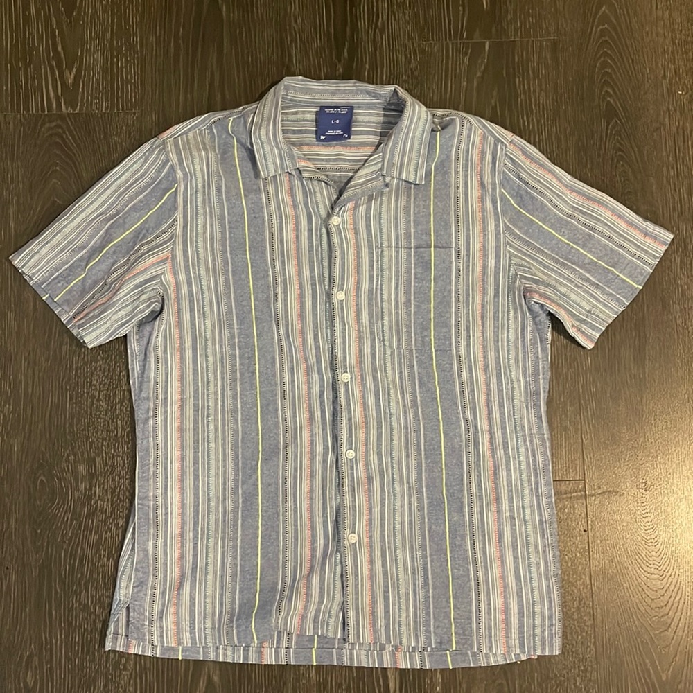 Without Walls Gauze striped button down shirt